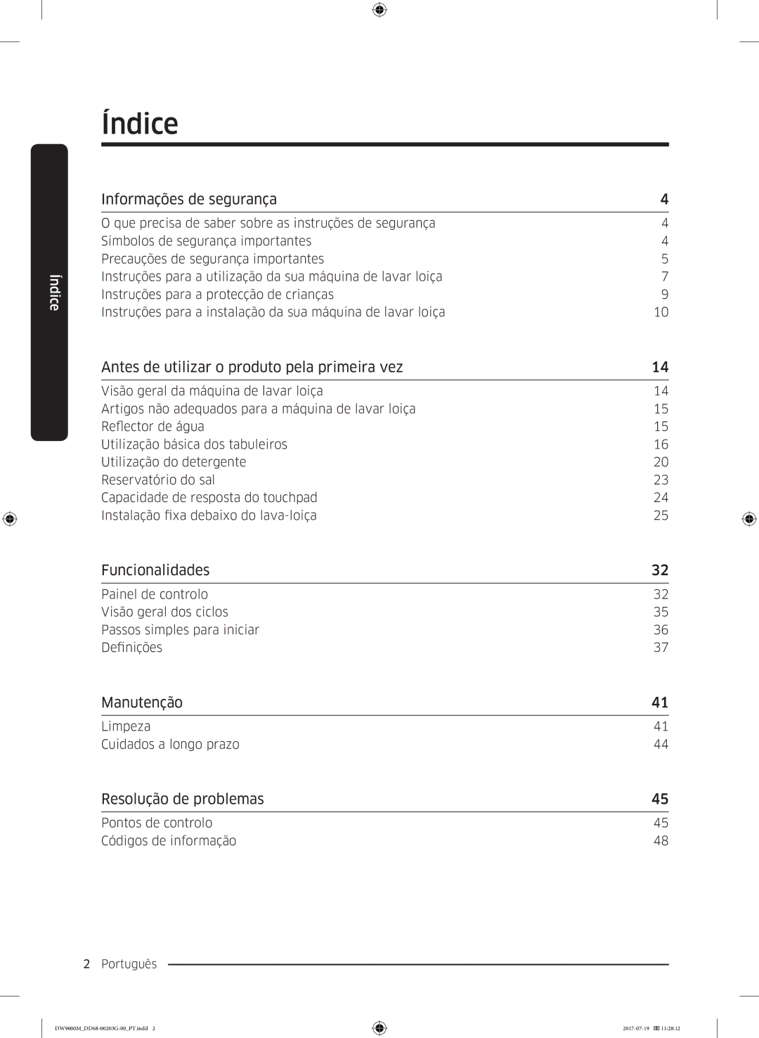 Samsung DW60M9550FS/EC manual Informações de segurança, Antes de utilizar o produto pela primeira vez, Funcionalidades 