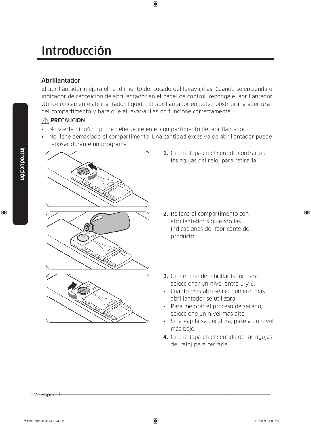 Samsung DW60M9550FS/EC, DW60M9550FW/EC manual Abrillantador 