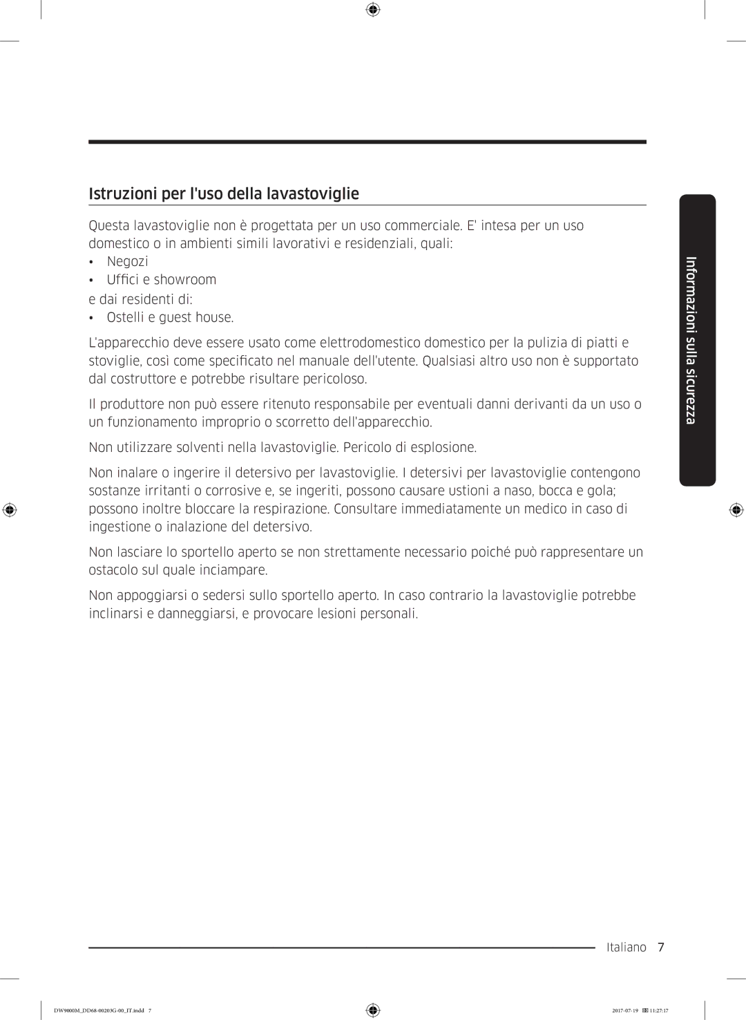 Samsung DW60M9550FW/EC, DW60M9550FS/EC manual Istruzioni per luso della lavastoviglie 