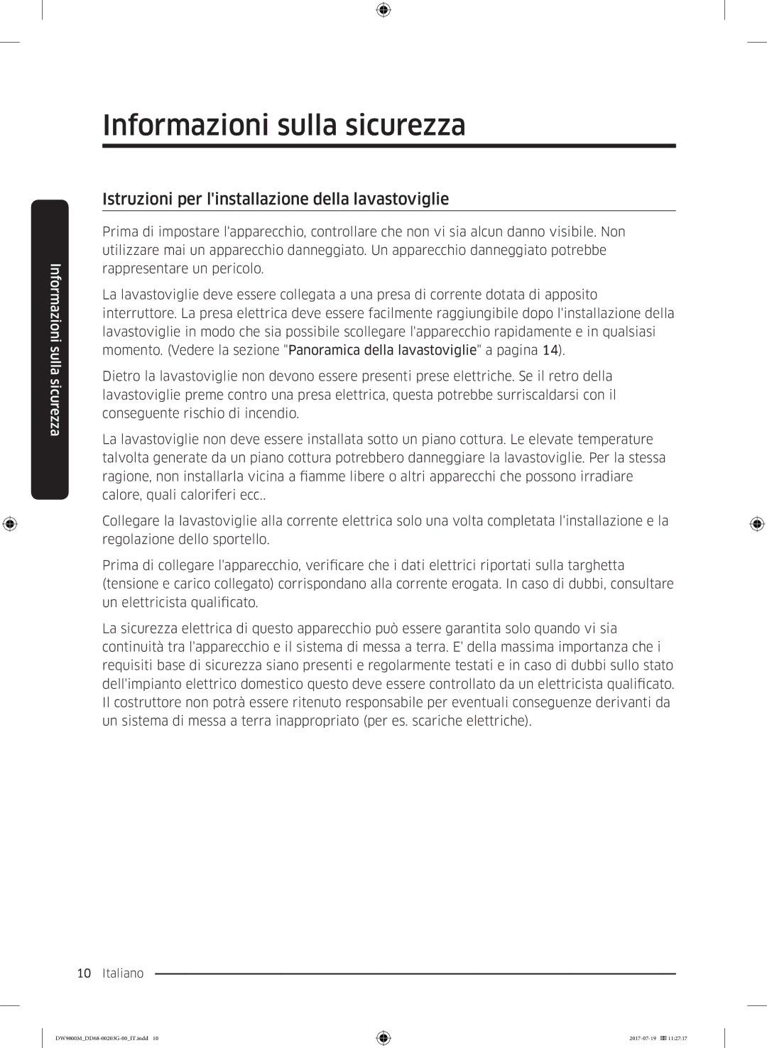 Samsung DW60M9550FS/EC, DW60M9550FW/EC manual Istruzioni per linstallazione della lavastoviglie 