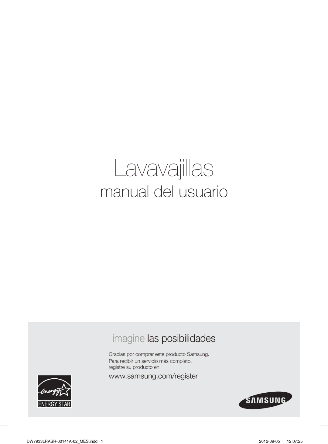 Samsung DW7933LRABBAA, DW7933LRASRAA, DW7933LRAWWAA user manual Lavavajillas 