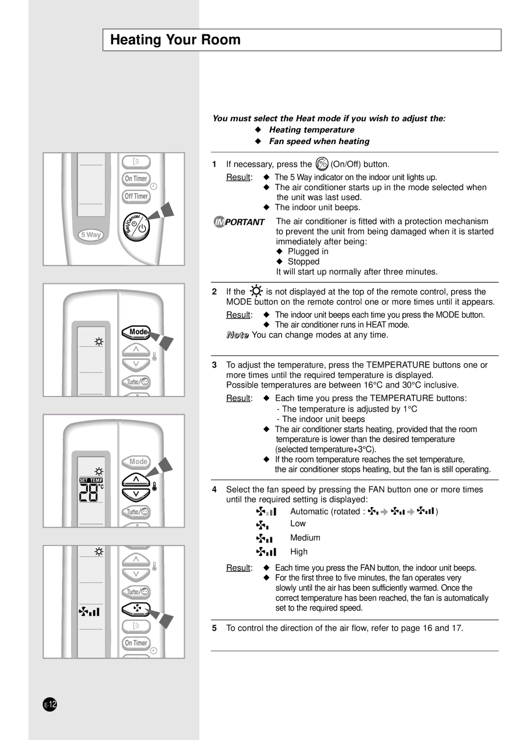 Samsung E R DB68-01448A(5) manual Heating Your Room 