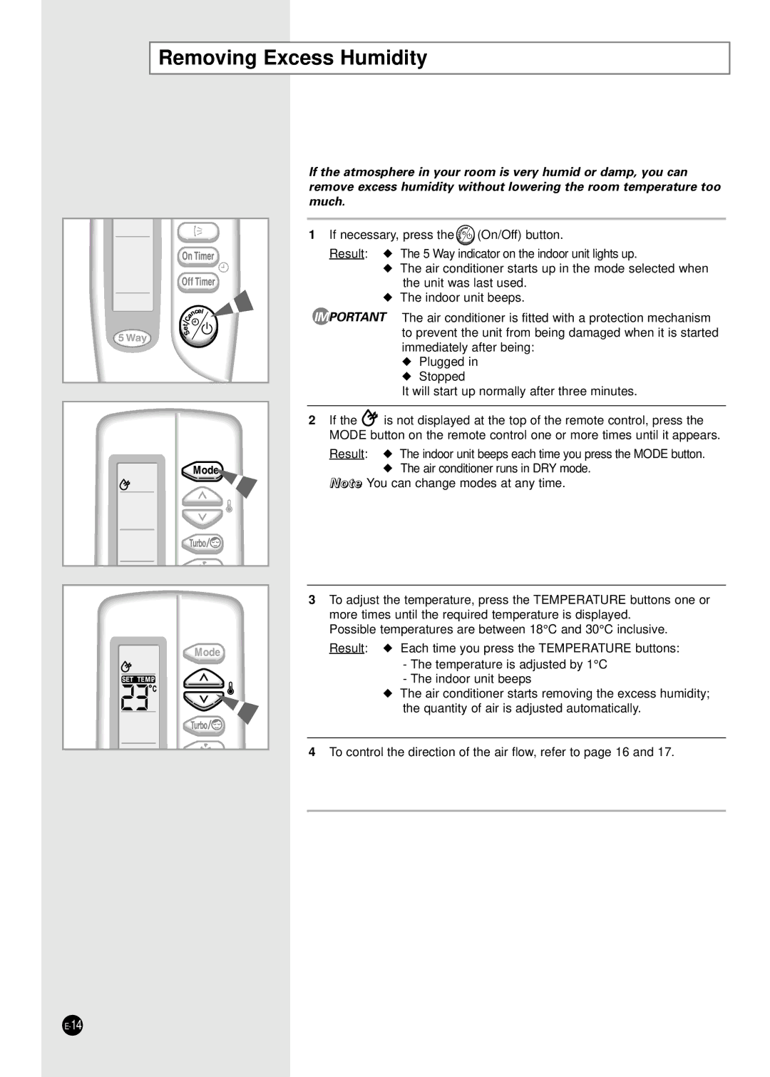 Samsung E R DB68-01448A(5) manual Removing Excess Humidity 