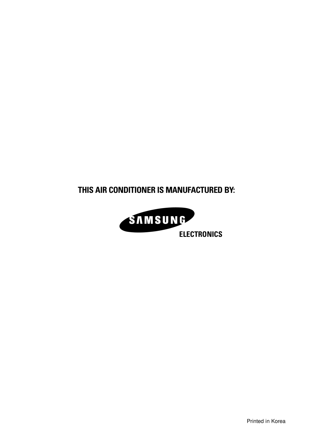 Samsung E R DB68-01448A(5) manual This AIR Conditioner is Manufactured by 