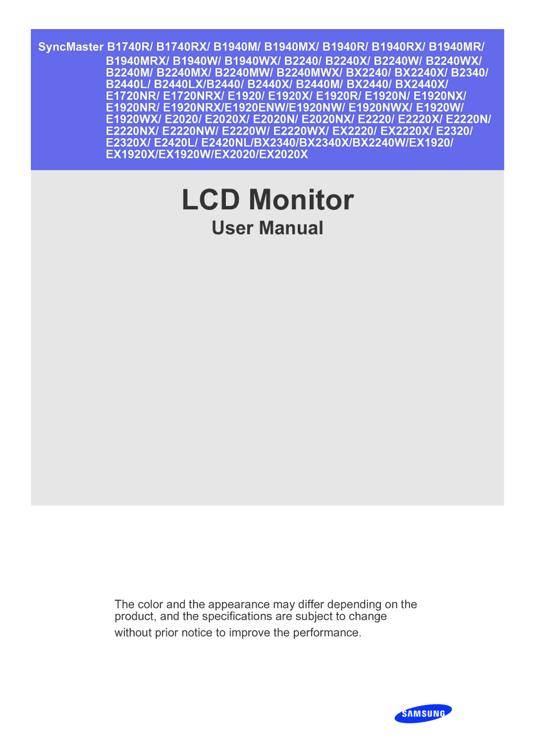 Samsung E1720NR user manual LCD Monitor 