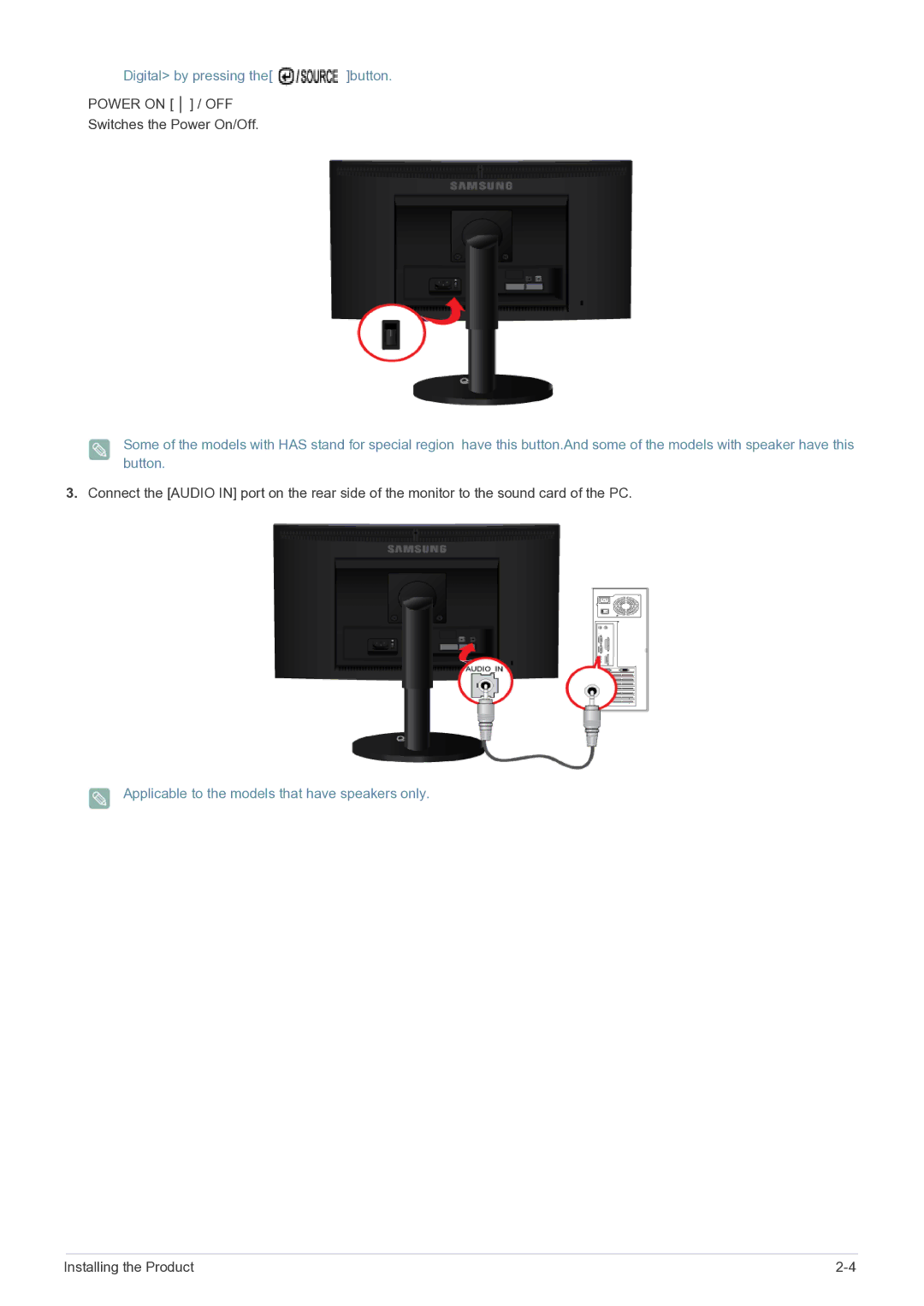 Samsung E1720NR user manual Digital by pressing the button 