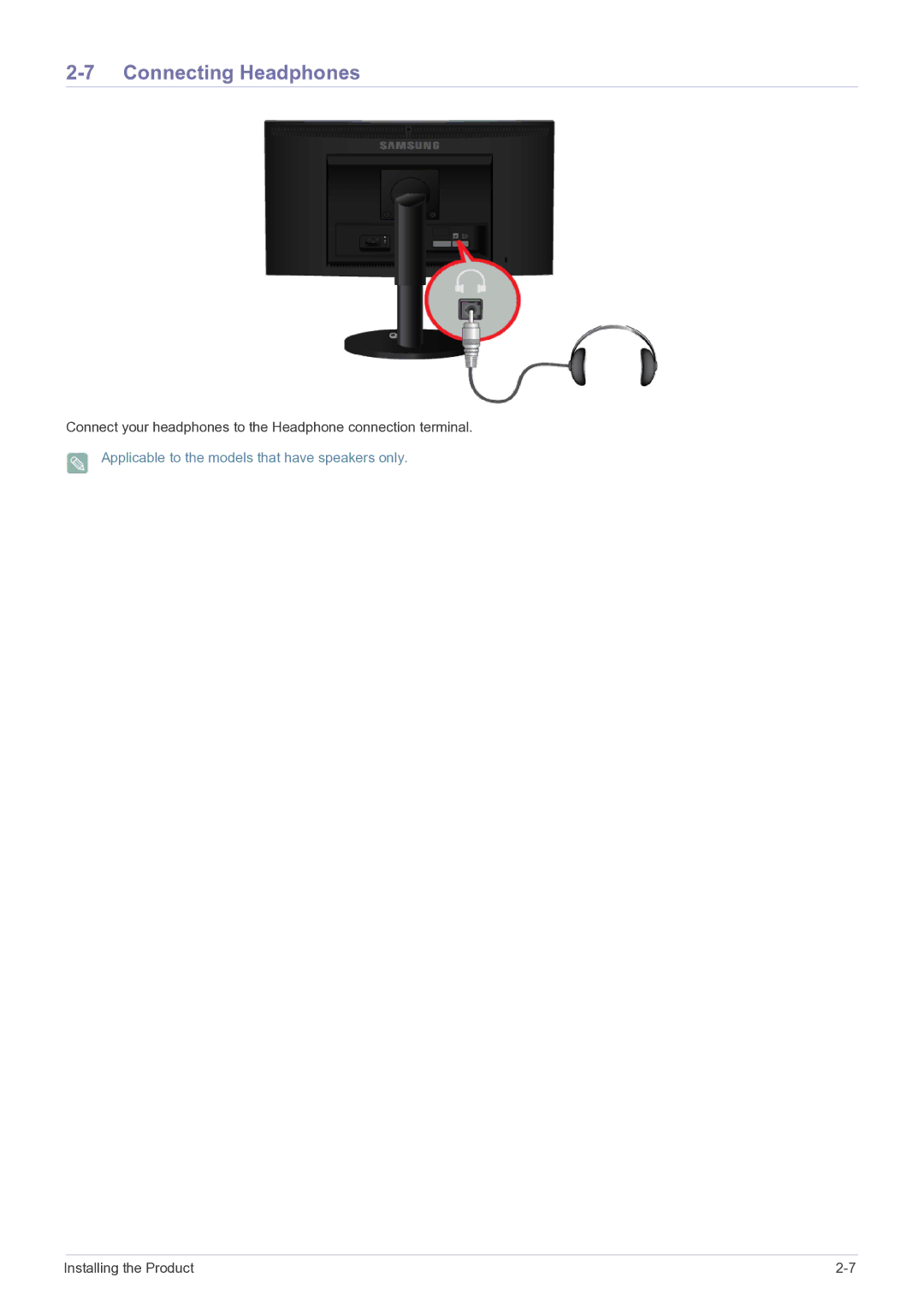 Samsung E1720NR user manual Connecting Headphones 