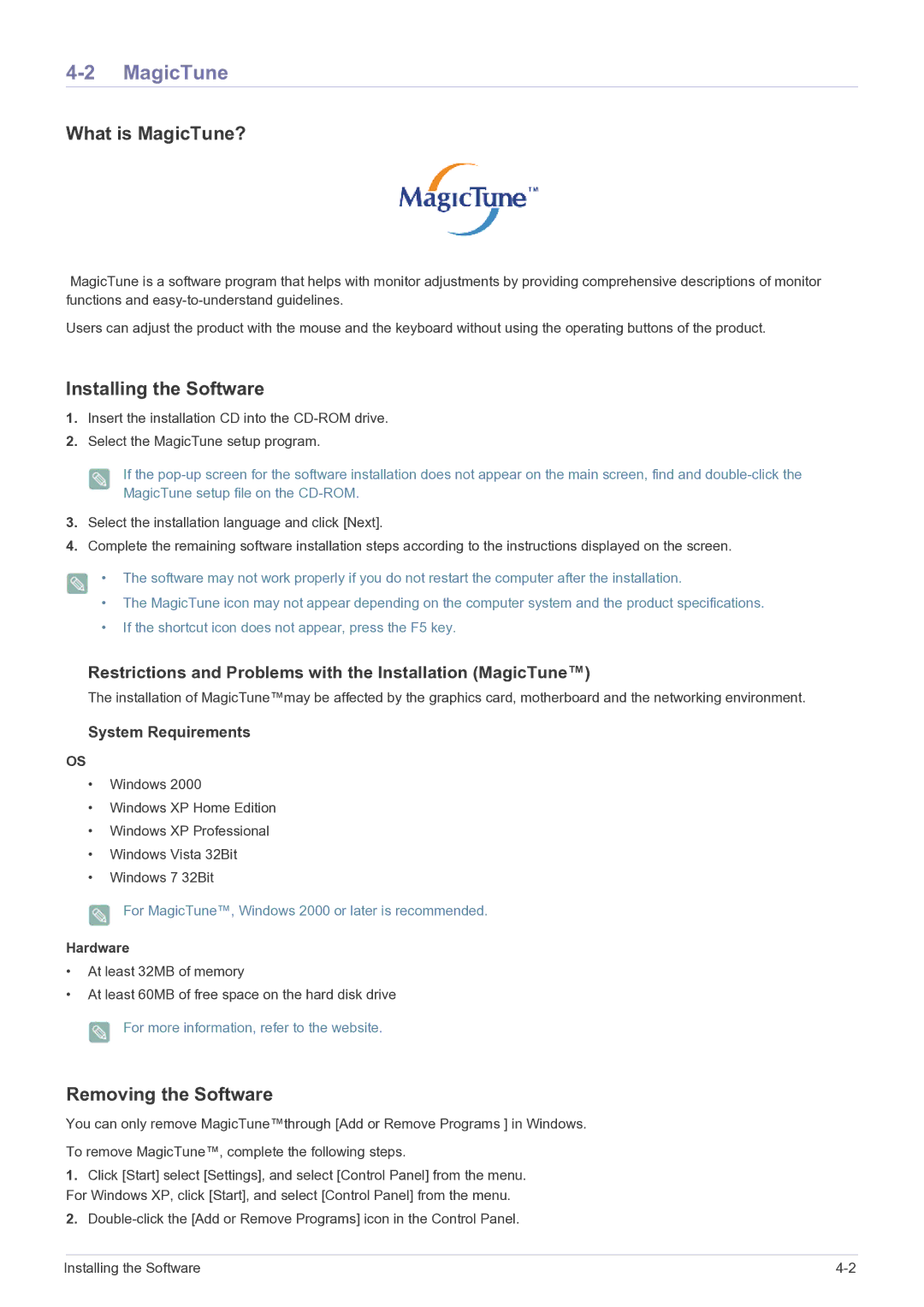 Samsung E1720NR user manual What is MagicTune? 