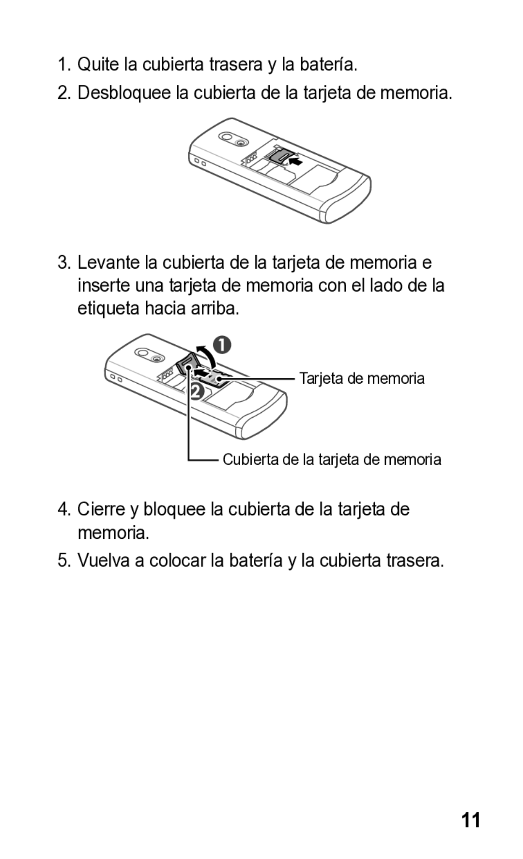 Samsung E2121L manual Tarjeta de memoria Cubierta de la tarjeta de memoria 