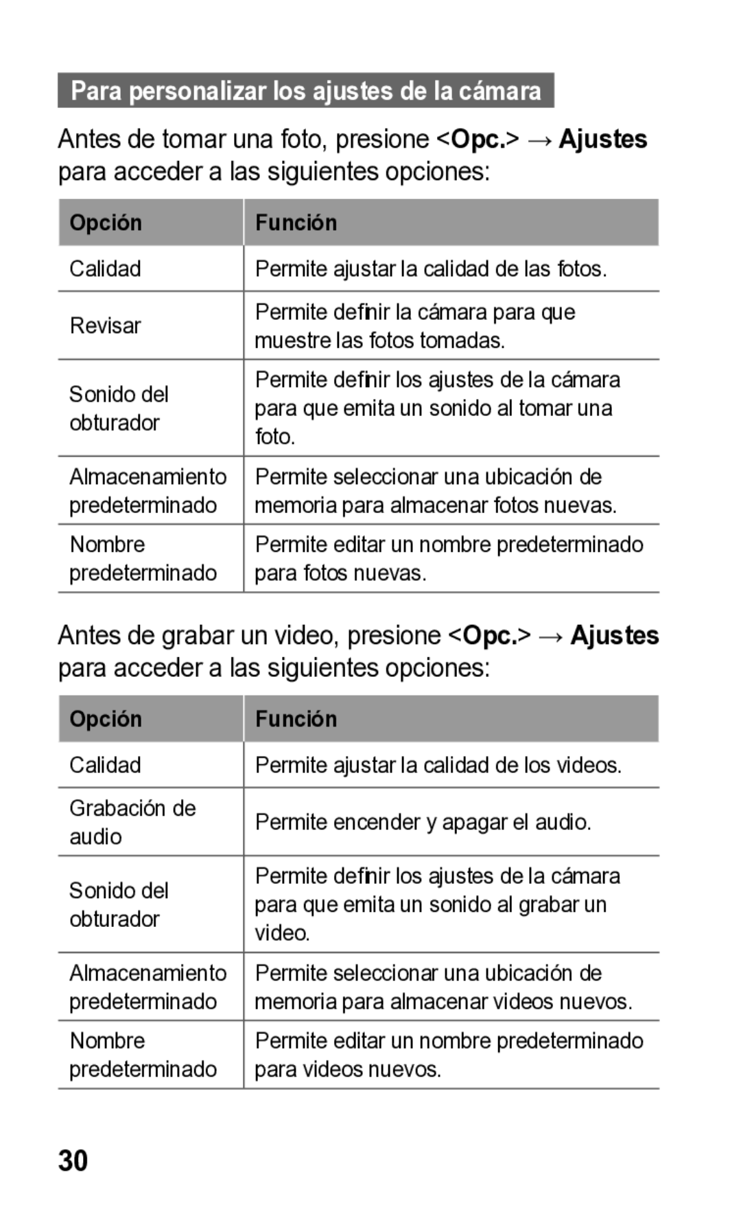 Samsung E2121L manual Para personalizar los ajustes de la cámara 