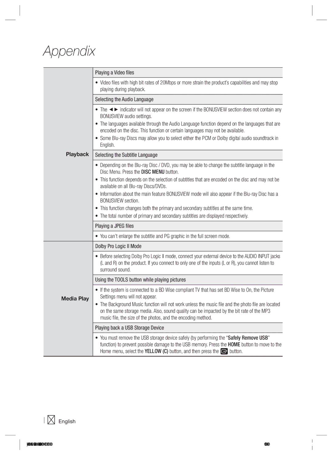 Samsung E3500, HT-E3550, HT-E3530 user manual Media Play, Playing back a USB Storage Device 