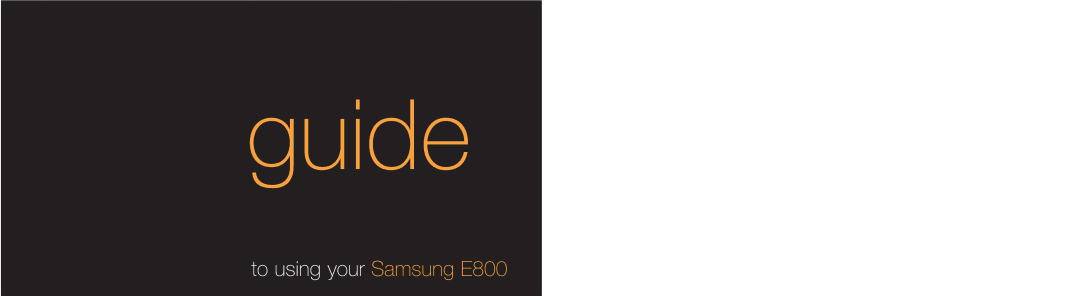 Samsung E800 manual Guide 