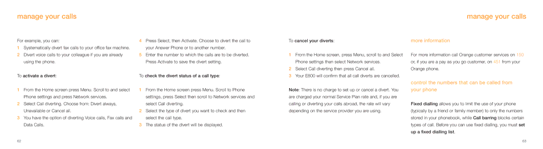 Samsung E800 manual More information, Control the numbers that can be called from your phone, For example, you can 