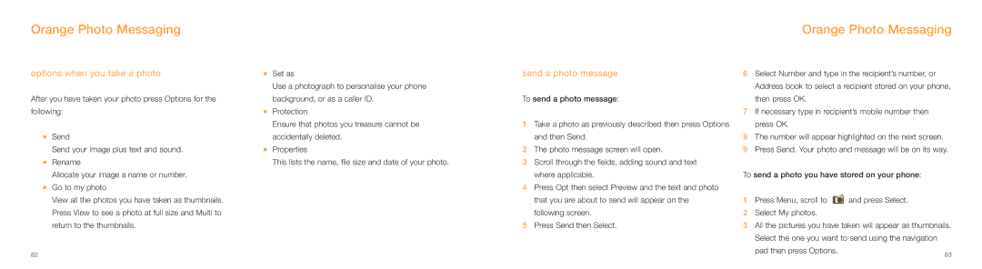 Samsung E800 manual Options when you take a photo, Send a photo message, Pad then press Options 