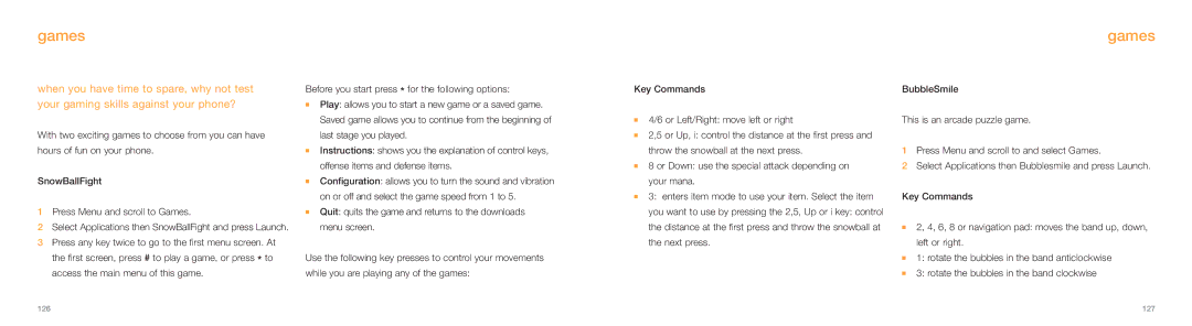 Samsung E800 manual Games 