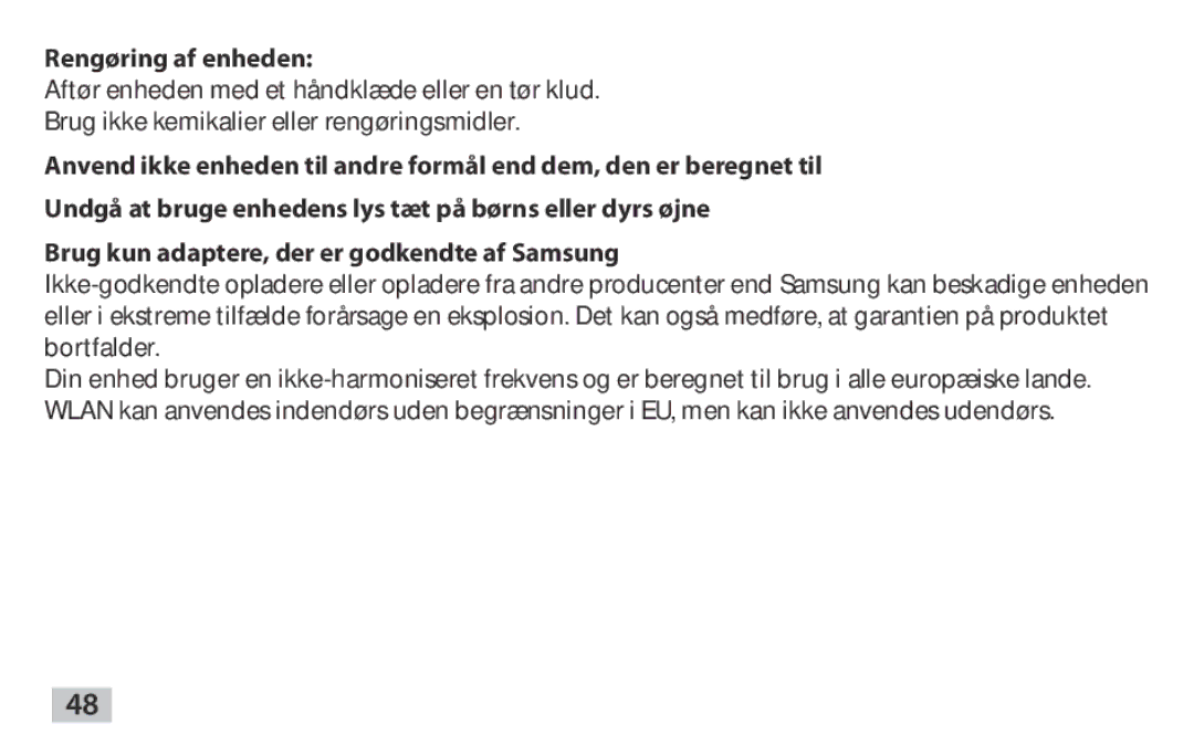 Samsung EAD-T10EDEGSER, EAD-T10EDEGSTD manual Rengøring af enheden 