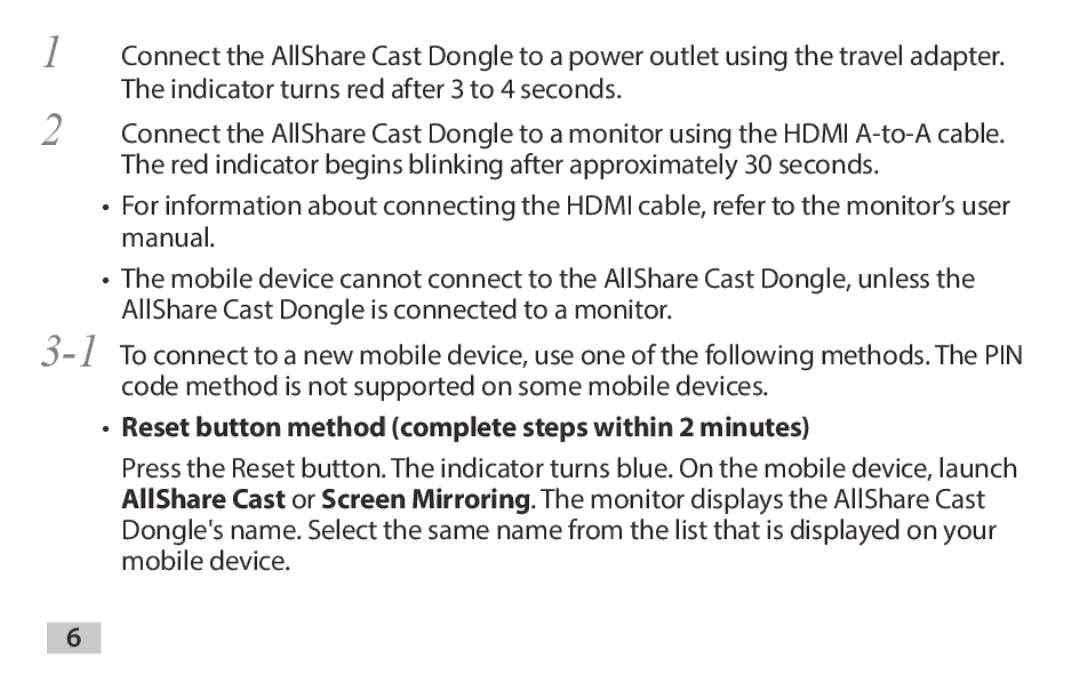 Samsung EAD-T10EDEGSER, EAD-T10EDEGSTD manual Reset button method complete steps within 2 minutes 