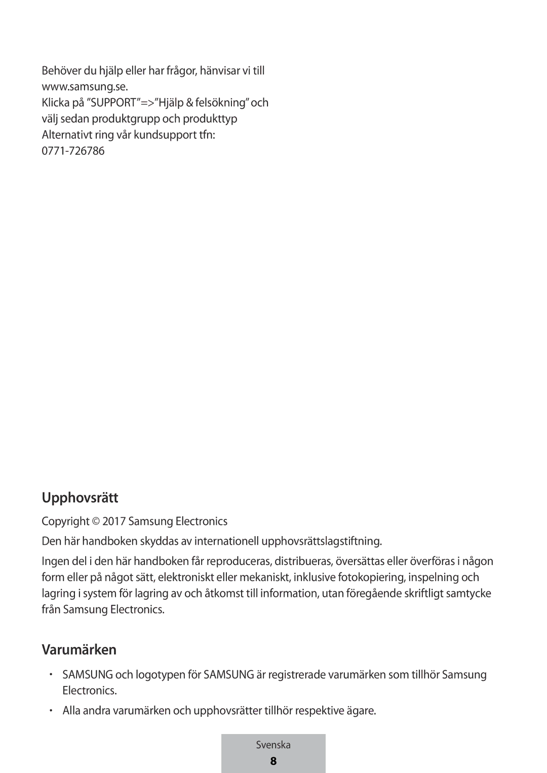 Samsung EB-PG950CNRGRU, EB-PG950CNEGWW, EB-PG950CSEGWW, EB-PG950CSRGRU manual Upphovsrätt, Varumärken 