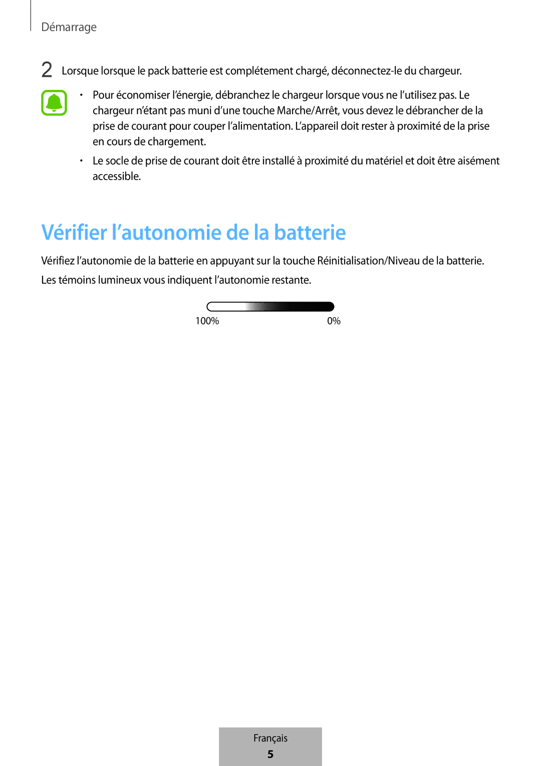 Samsung EB-PG950CSRGRU, EB-PG950CNEGWW, EB-PG950CSEGWW, EB-PG950CNRGRU manual Vérifier l’autonomie de la batterie 