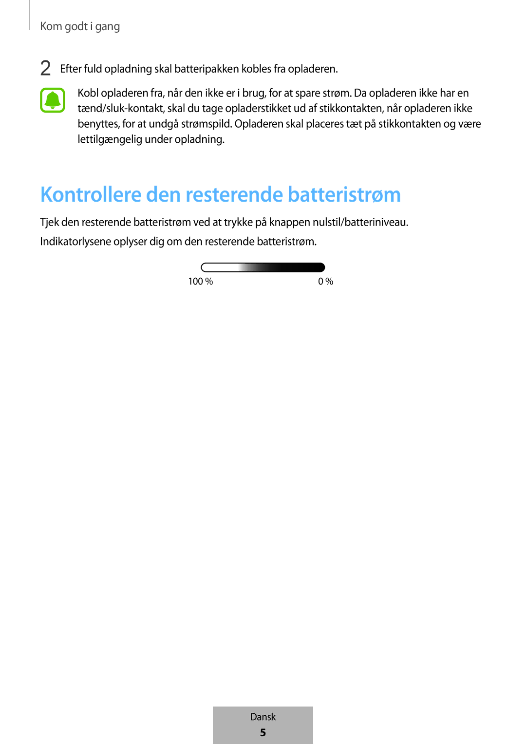 Samsung EB-PG950CSRGRU, EB-PG950CNEGWW, EB-PG950CSEGWW, EB-PG950CNRGRU manual Kontrollere den resterende batteristrøm 