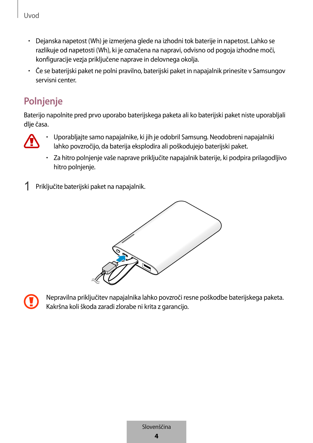 Samsung EB-PG950CNRGRU, EB-PG950CNEGWW, EB-PG950CSEGWW, EB-PG950CSRGRU manual Polnjenje 