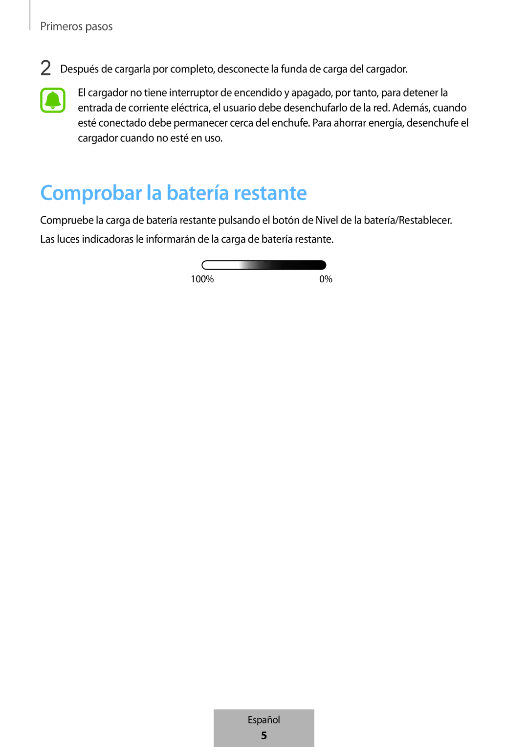 Samsung EB-PG950CSRGRU, EB-PG950CNEGWW, EB-PG950CSEGWW, EB-PG950CNRGRU manual Comprobar la batería restante 