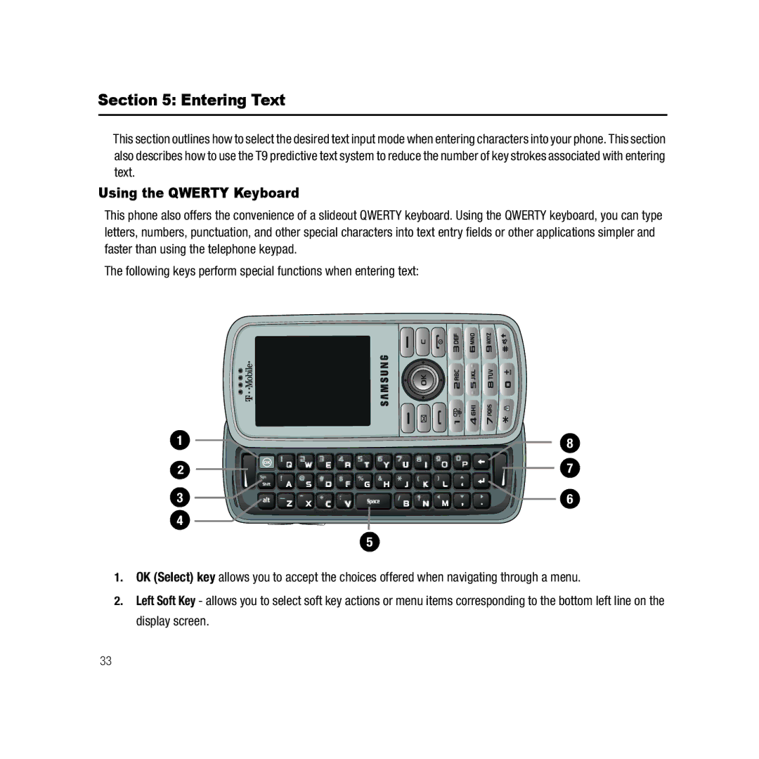 Samsung Gravity Series, ebay_SAMSUNGSGHT459WHITETMOBILE user manual Entering Text, Using the Qwerty Keyboard 