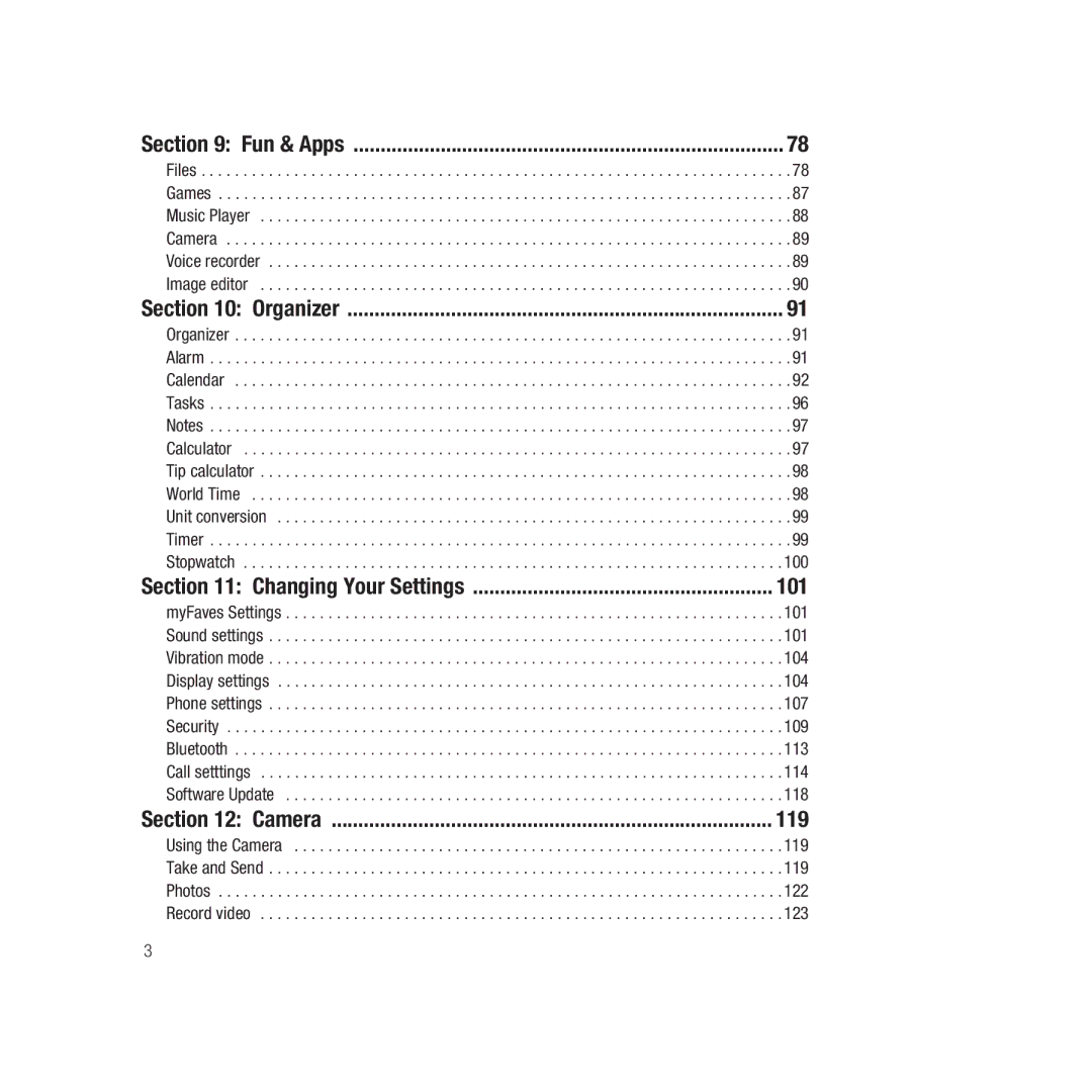 Samsung Gravity Series, ebay_SAMSUNGSGHT459WHITETMOBILE user manual 101, 119, Fun & Apps, Changing Your Settings, Camera 