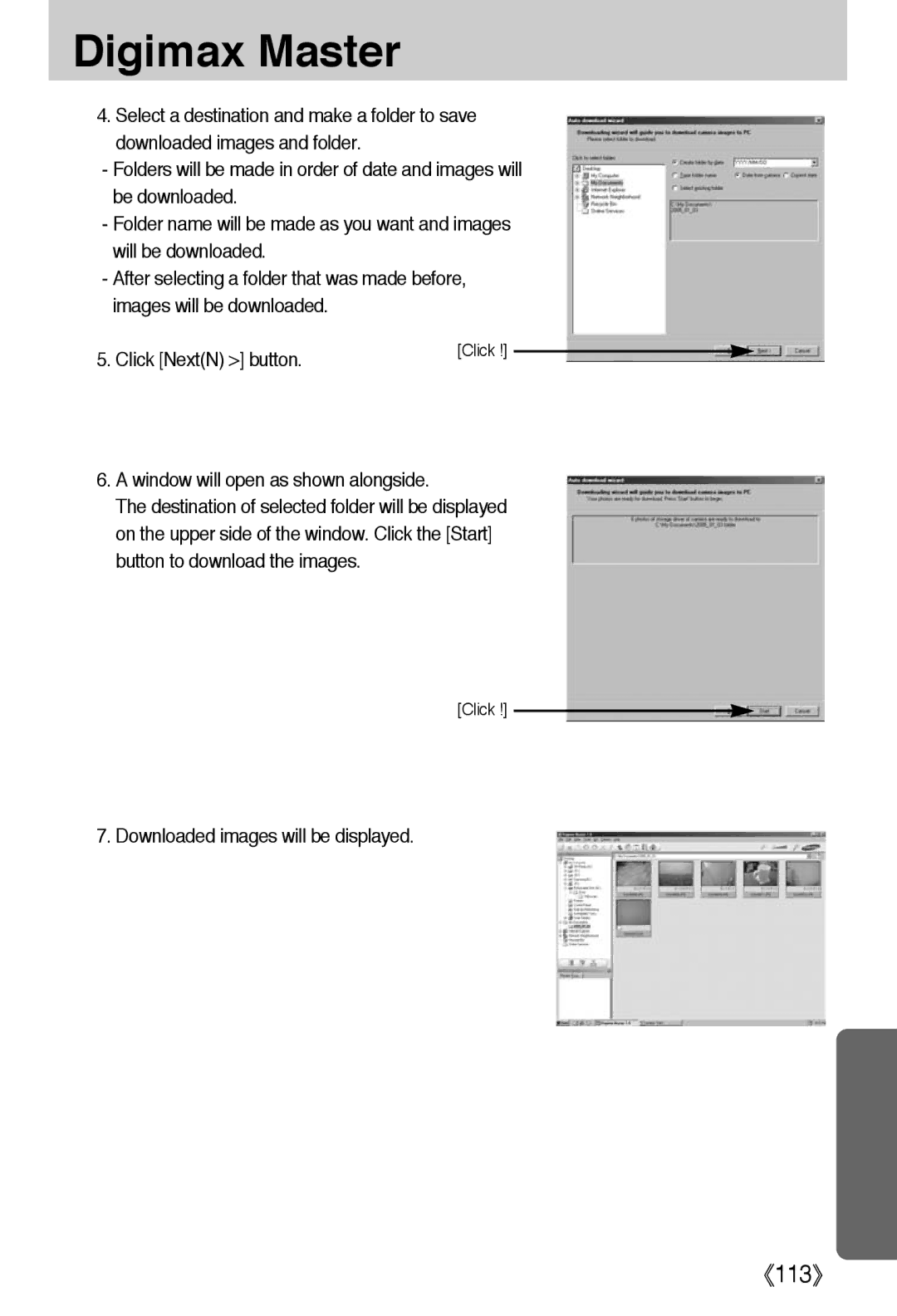 Samsung EC-A40ZZSBA/FR, EC-A40ZZSAA manual Window will open as shown alongside, Downloaded images will be displayed 