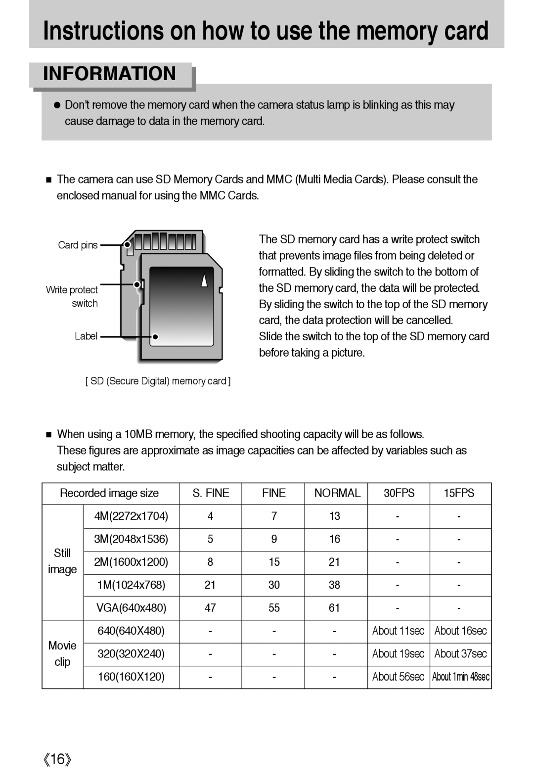 Samsung EC-A40ZZSAA, EC-A40ZZSBA/FR, EC-A40ZZSBA/DE, EC-A40ZZSBA/E1 manual Fine Normal 30FPS 15FPS 