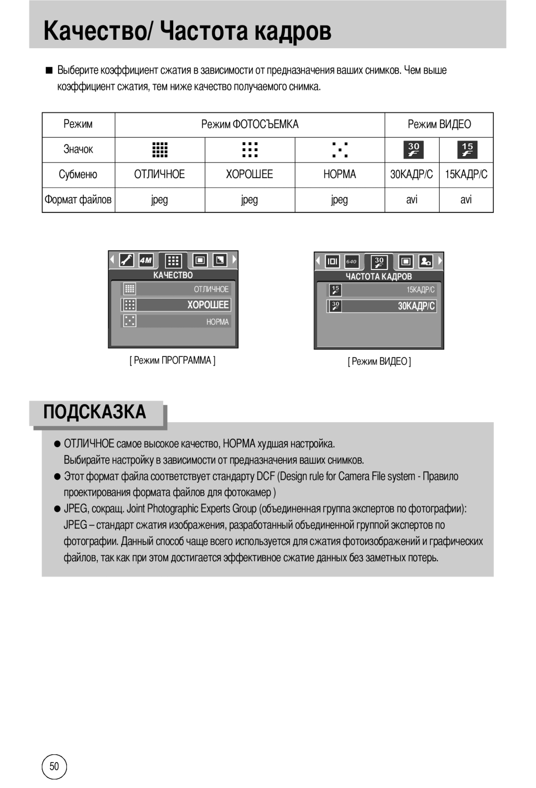 Samsung EC-A40ZZSBA/DE, EC-A40ZZSAA, EC-A40ZZSBA/FR, EC-A40ZZSBA/E1 manual Та кадров 