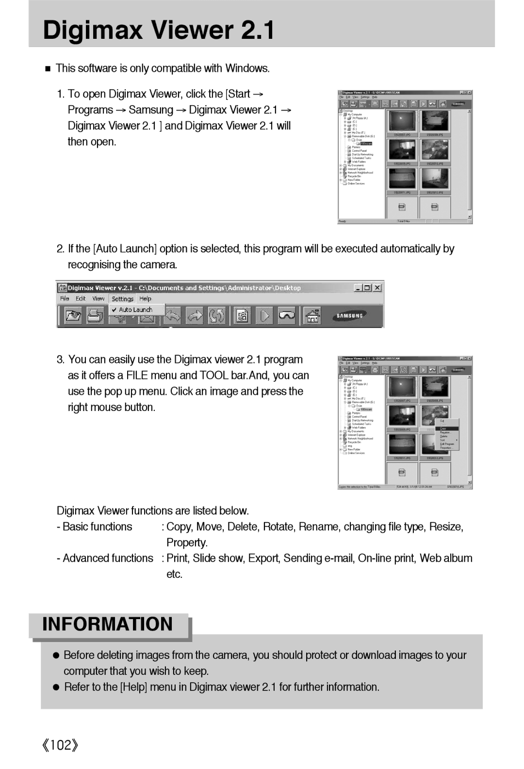 Samsung EC-A502ZSBA/E1, EC-A502ZBBA/E1, EC-A502ZRBA/E1 manual Digimax Viewer, Property, Etc 