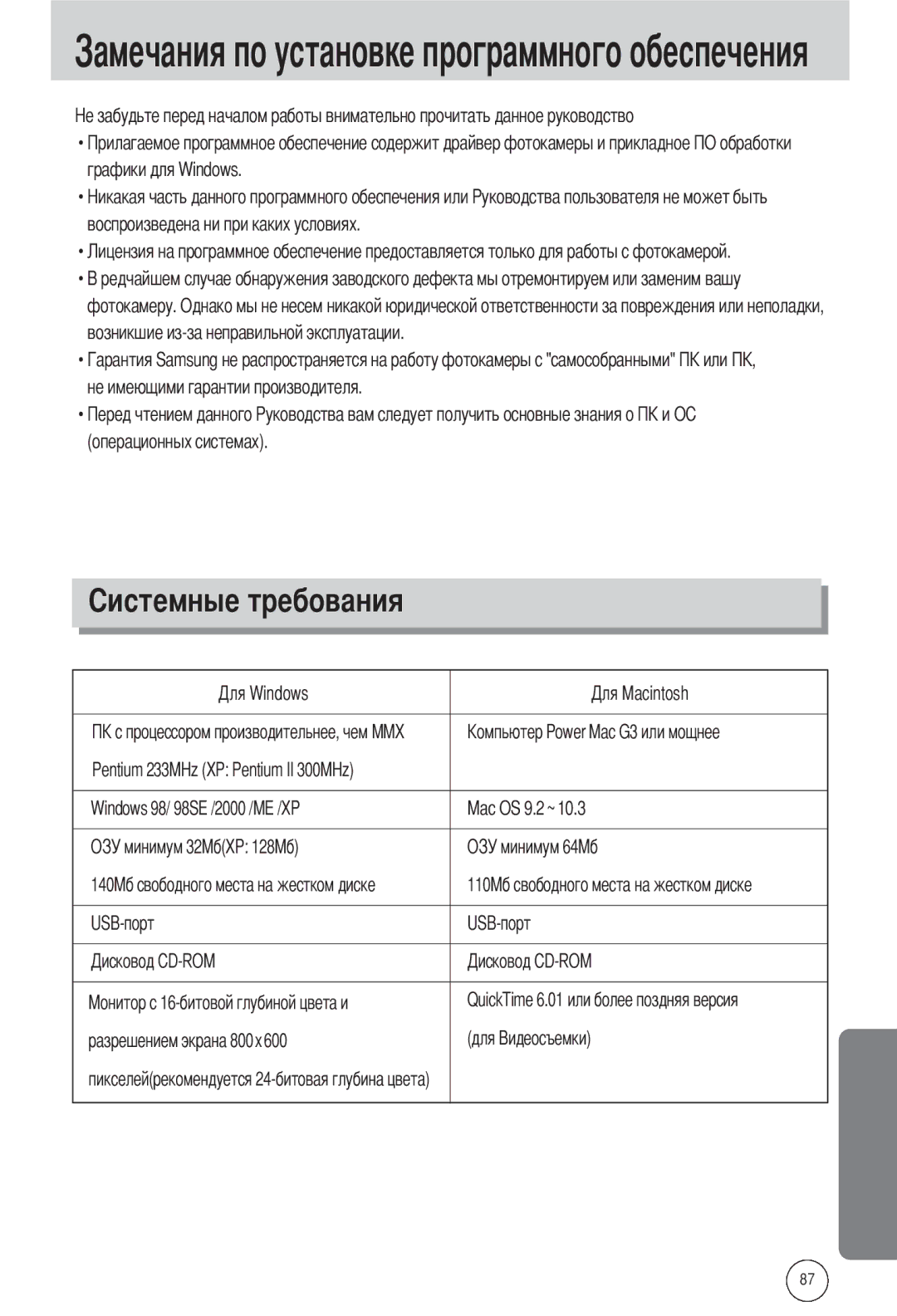 Samsung EC-A502ZSBA/E1, EC-A502ZBBA/E1 manual Windows 98/ 98SE /2000 /ME /XP Mac OS 9.2~10.3 140 110, Разрешением экрана Для 