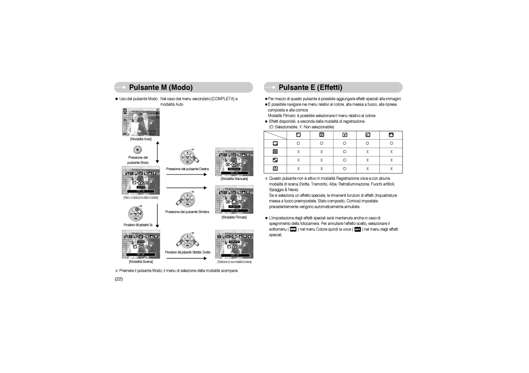 Samsung EC-A503ZSBA/E1, EC-A503ZRBA/PT, EC-A503ZBBA/E1 manual Pulsante E Effetti 