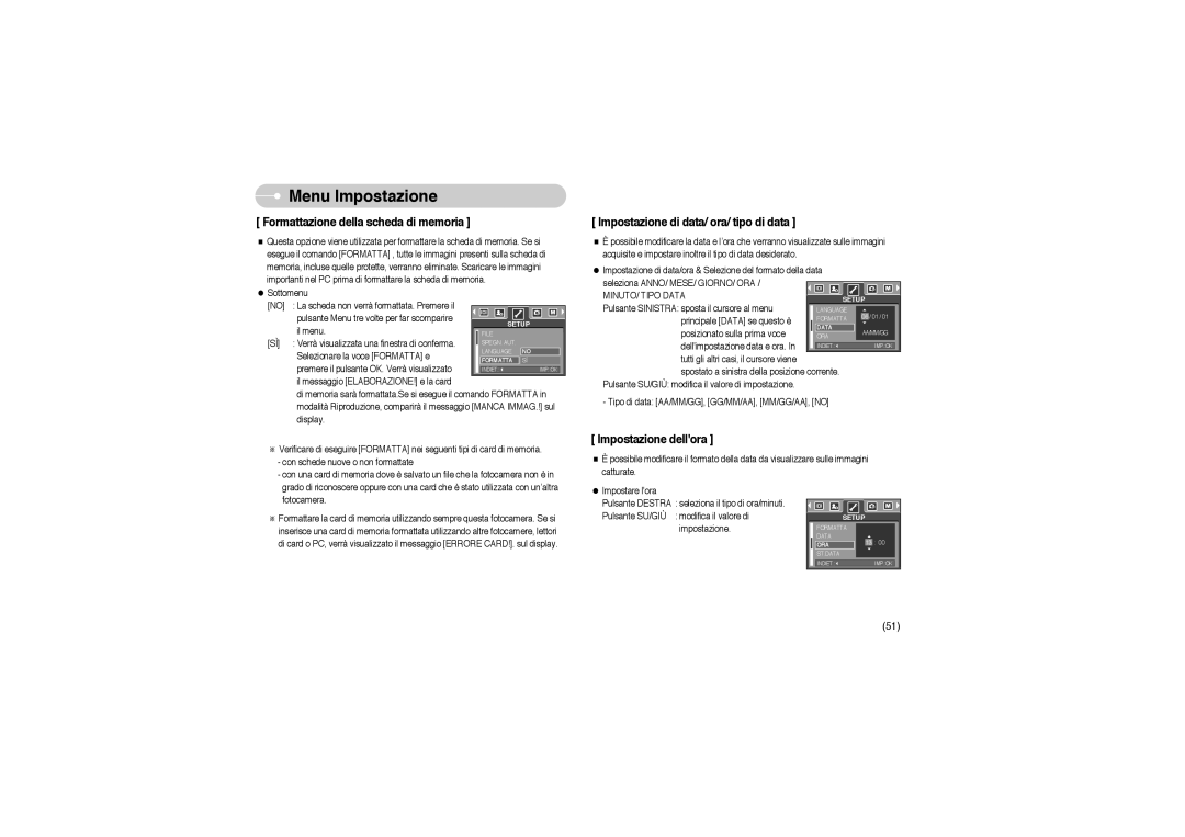 Samsung EC-A503ZBBA/E1, EC-A503ZRBA/PT, EC-A503ZSBA/E1 manual Formattazione della scheda di memoria 