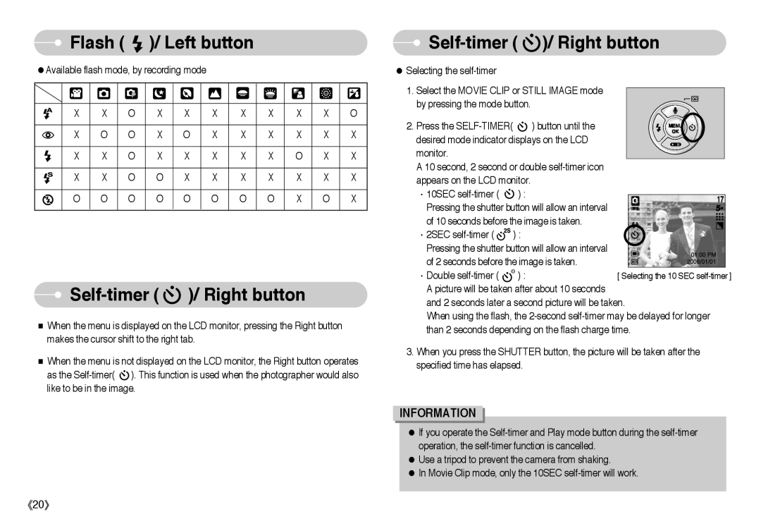 Samsung EC-A403ZSBA/E1, EC-A50ZZSBA/FR, EC-A503ZRBA/PT, EC-A503ZBBA/E1, EC-A503ZSBA/E1, EC-A503ZSAA Self-timer / Right button 