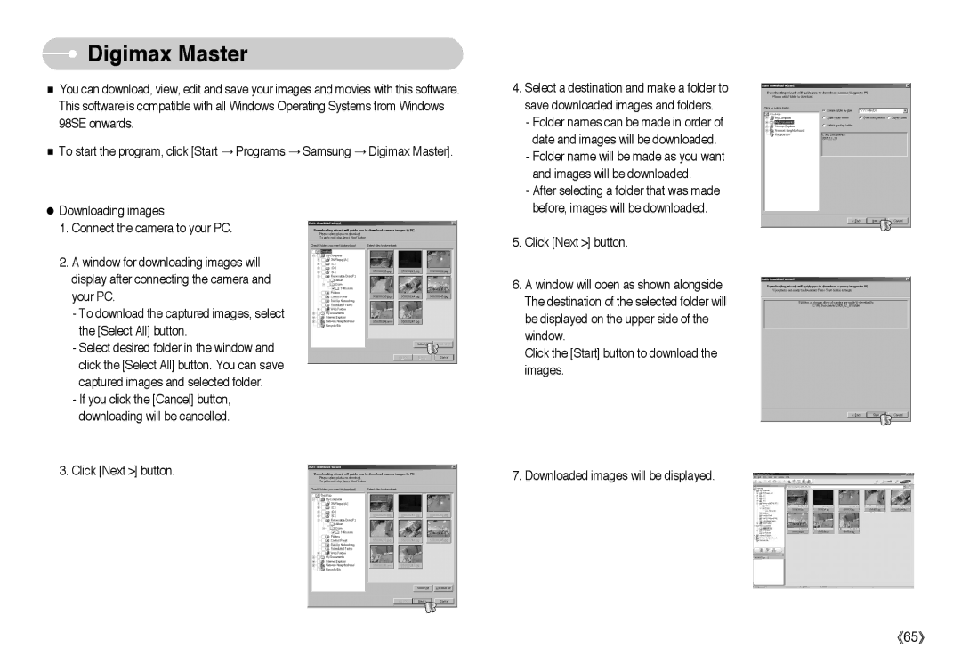 Samsung EC-A403ZSBA/E1, EC-A50ZZSBA/FR, EC-A503ZRBA/PT, EC-A503ZBBA/E1, EC-A503ZSBA/E1, EC-A50ZZSBA/DE manual Digimax Master 