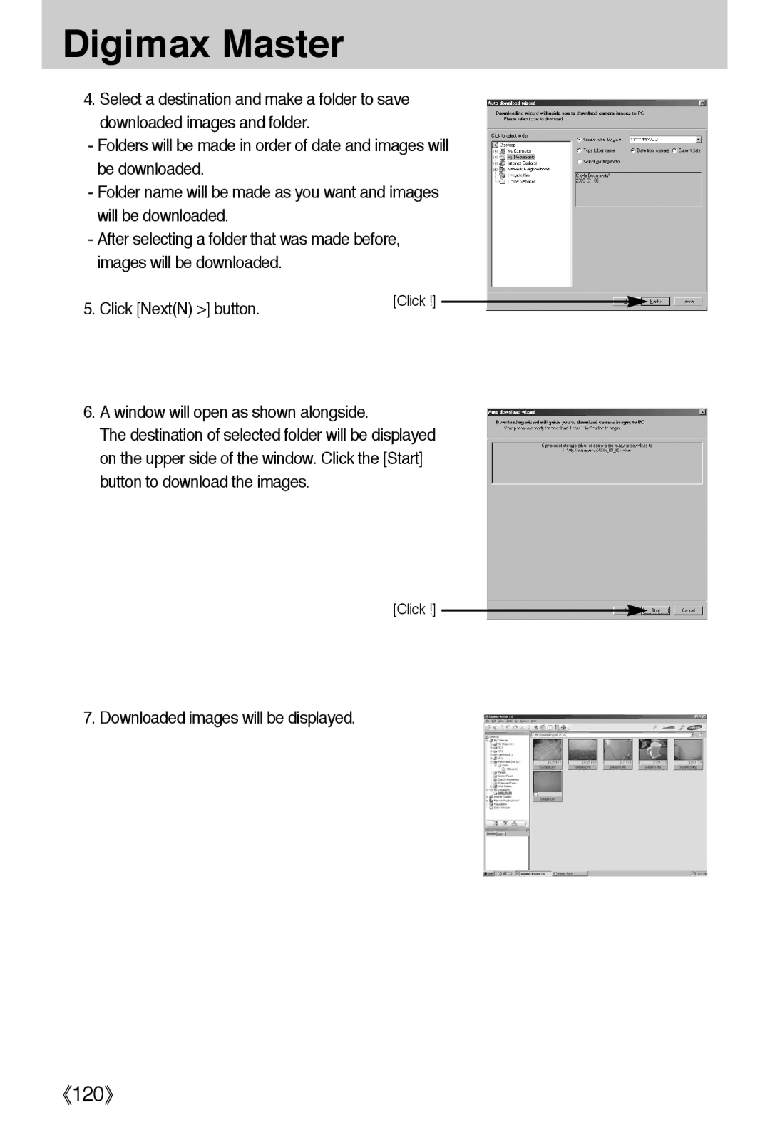 Samsung EC-A50ZZSBA/DE, EC-A50ZZSBA/FR manual Window will open as shown alongside, Downloaded images will be displayed 