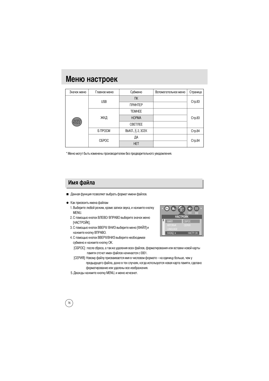 Samsung EC-A5ZZZSBA/E1, EC-A50ZZSBA/FR, EC-A5ZZZSAB, EC-A5ZZZSAA, EC-V50ZZSAA, EC-A5ZZZSAC, EC-A5ZZZSBA/US manual USB Hopma Menu 