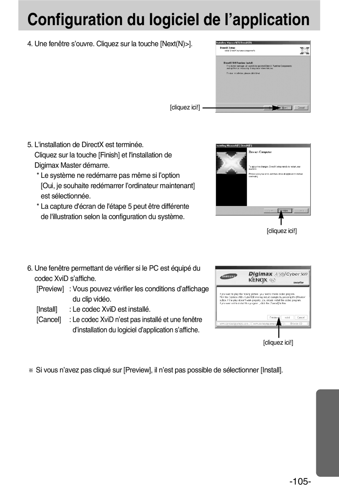 Samsung EC-A50ZZSBA/FR manual Une fenêtre s’ouvre. Cliquez sur la touche NextN, Du clip vidéo 