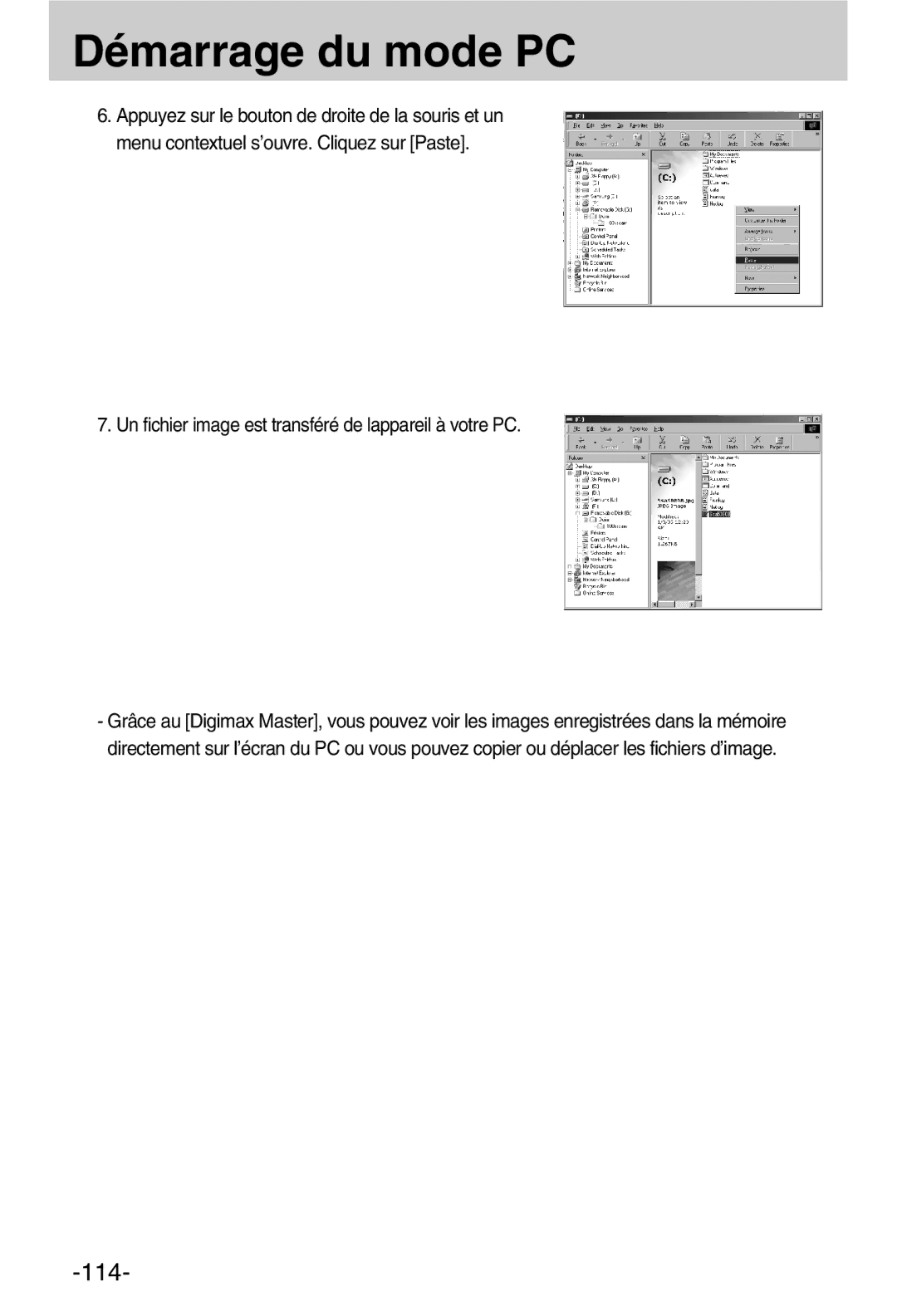 Samsung EC-A50ZZSBA/FR manual Un fichier image est transféré de lappareil à votre PC 