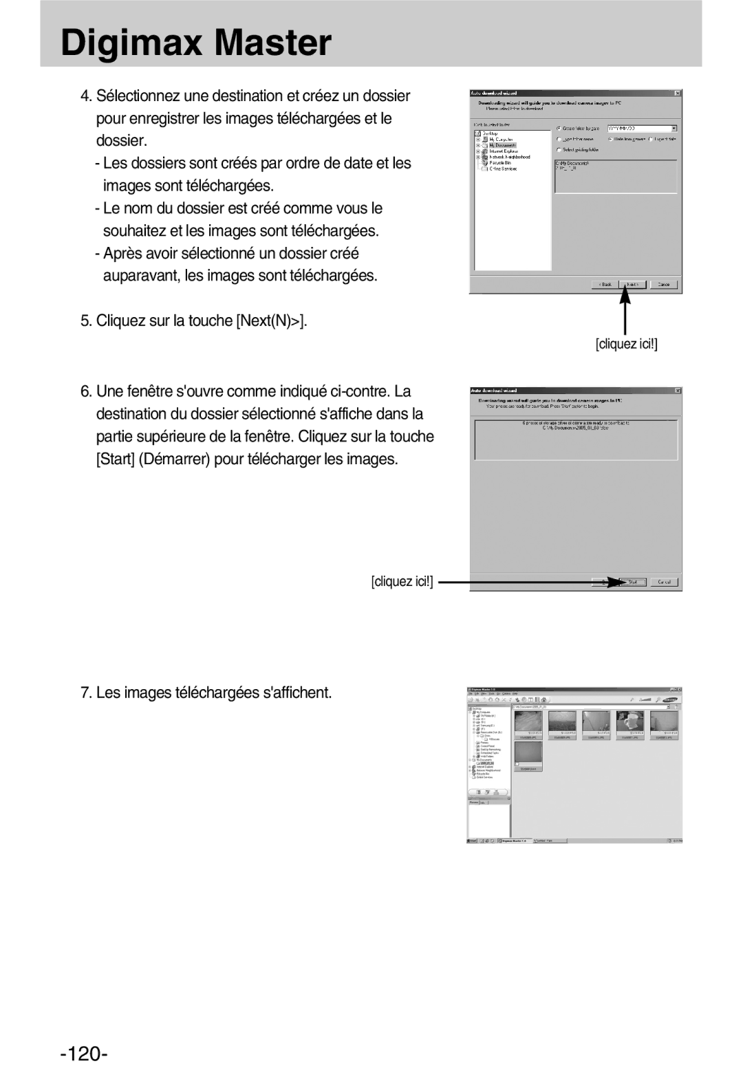 Samsung EC-A50ZZSBA/FR manual Les images téléchargées saffichent 