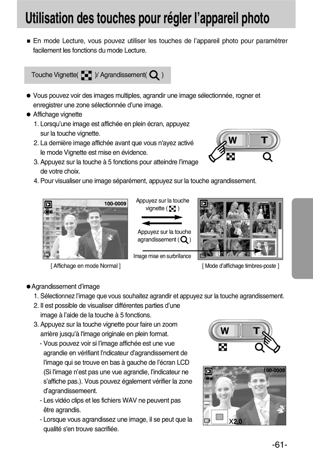 Samsung EC-A50ZZSBA/FR manual Agrandissement d’image 