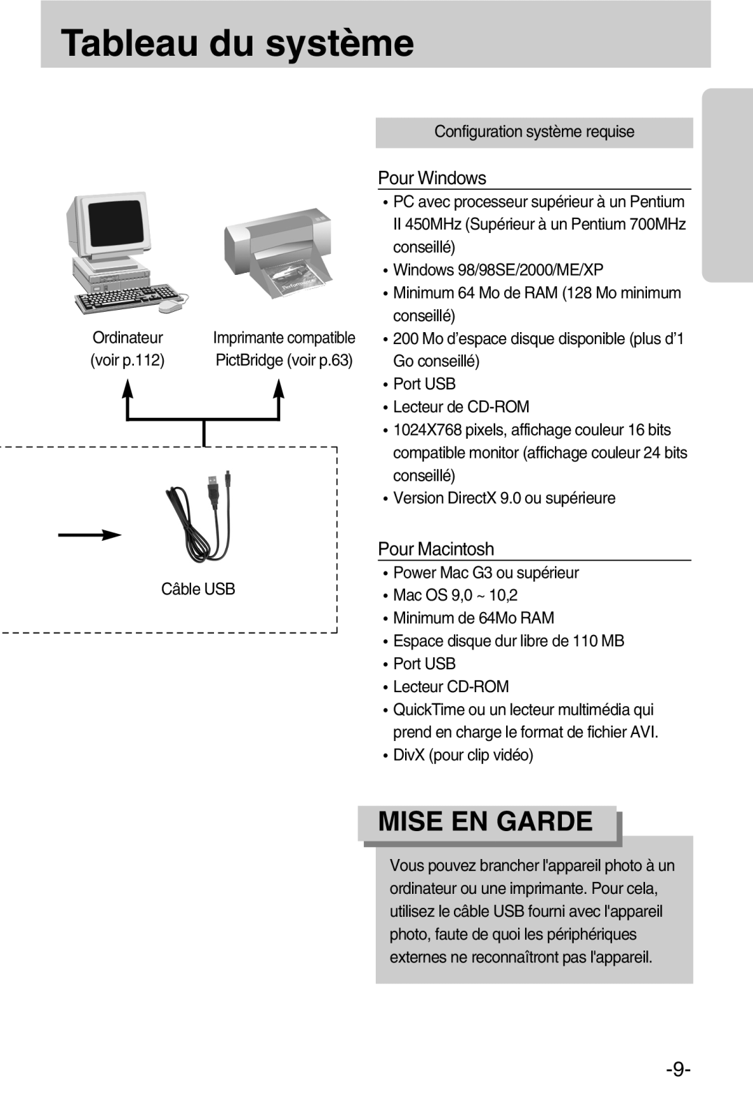 Samsung EC-A50ZZSBA/FR manual Pour Windows, Configuration système requise 