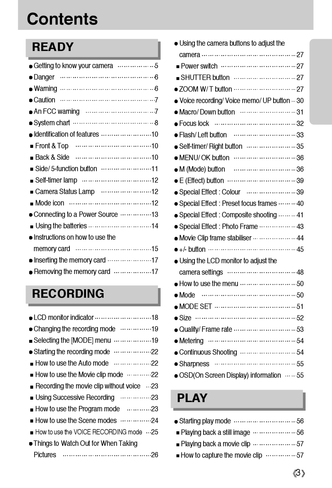 Samsung EC-A55WZSBA/E1, EC-A55WZSBB/E1, EC-A55WZBBA/E1, EC-A55WZSBA/US, EC-A55WZSAA manual Contents 