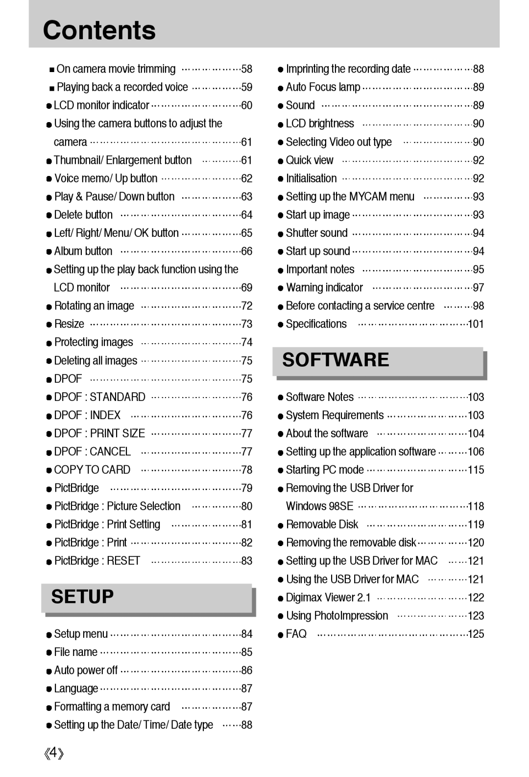 Samsung EC-A55WZSAA, EC-A55WZSBB/E1 manual Dpof Dpof Standard, Dpof Index, Dpof Print Size, Dpof Cancel, Copy to Card, Faq 