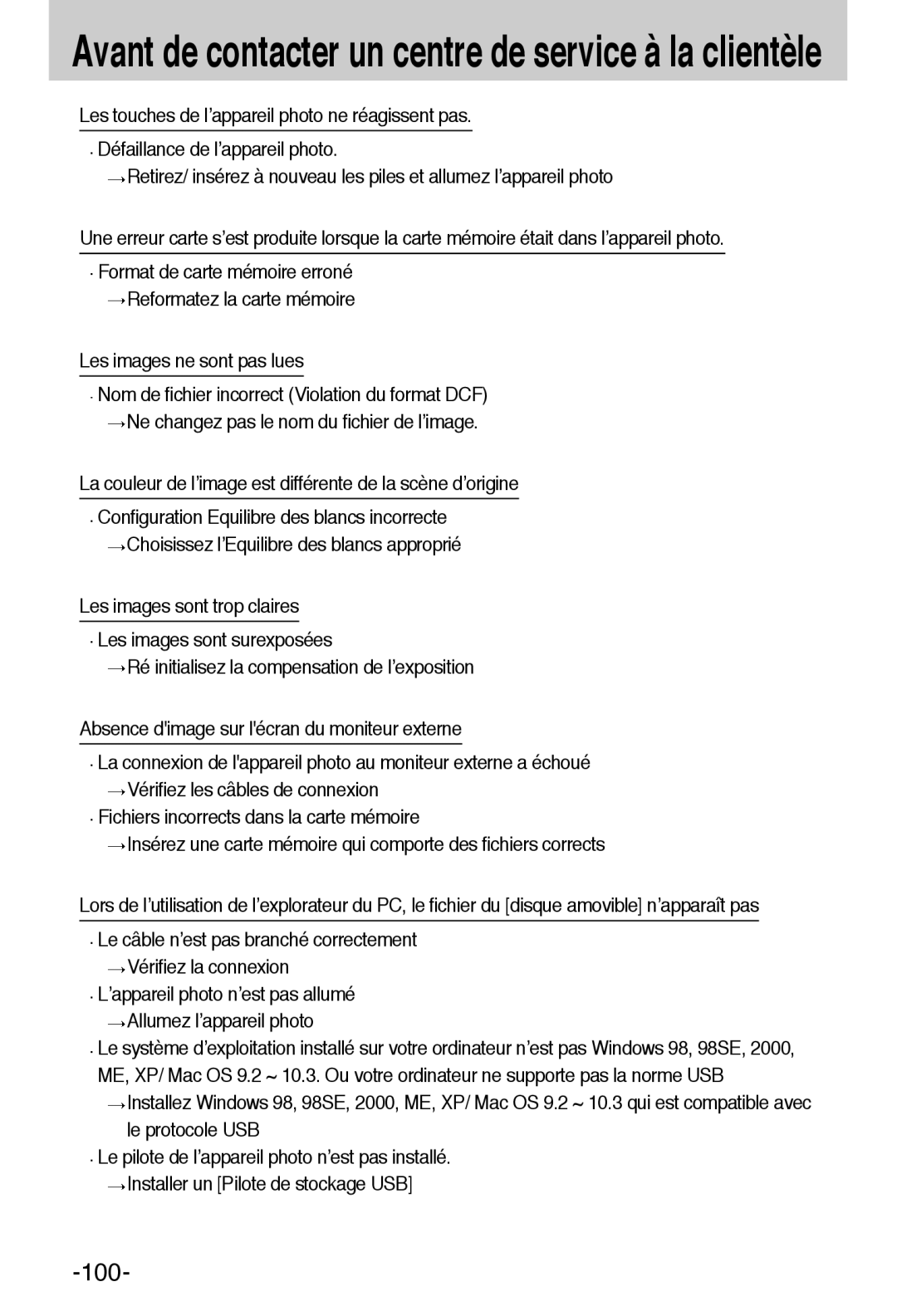 Samsung EC-A55WZSBB/E1, EC-A55WZBBA/E1 manual 100 