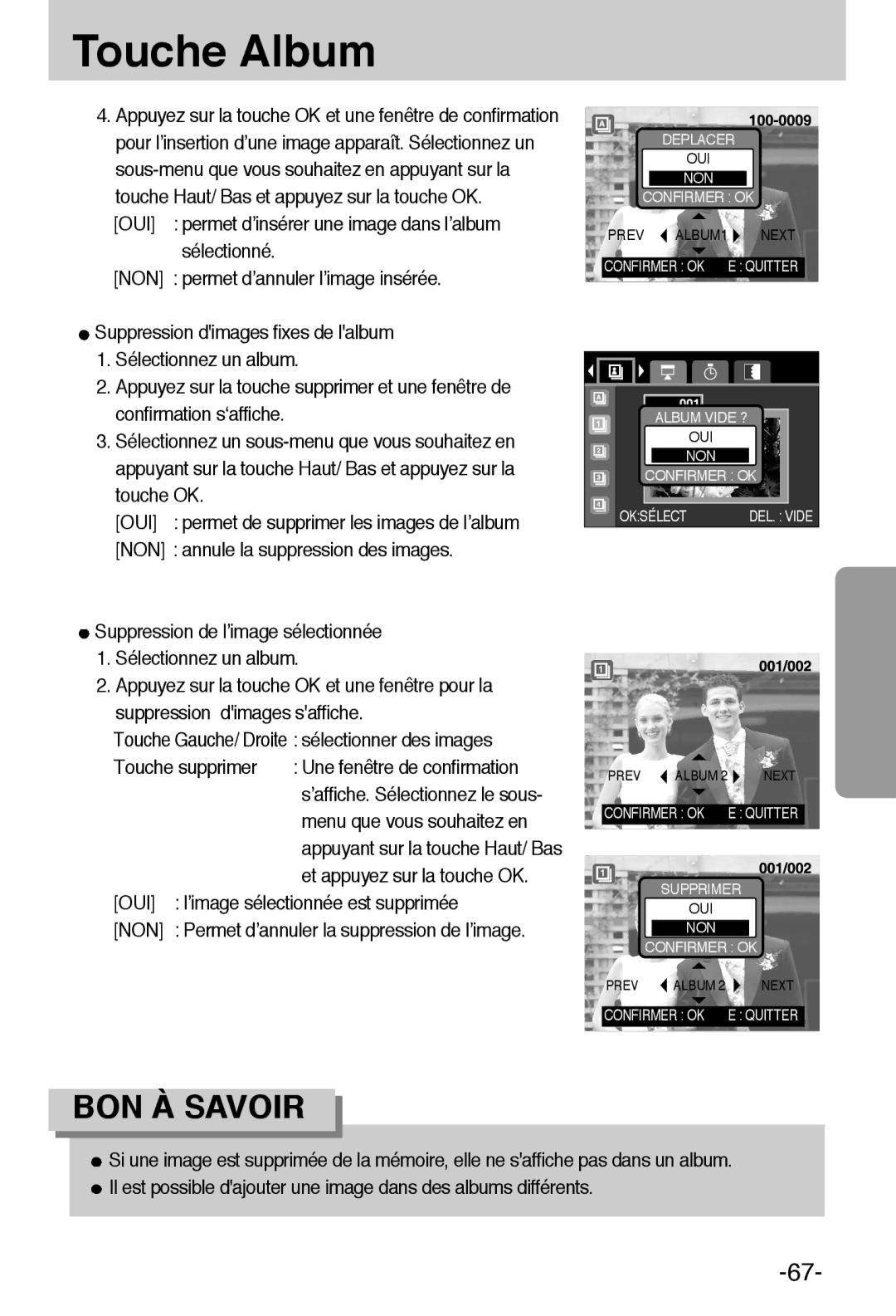 Samsung EC-A55WZBBA/E1, EC-A55WZSBB/E1 manual Oui, Non 