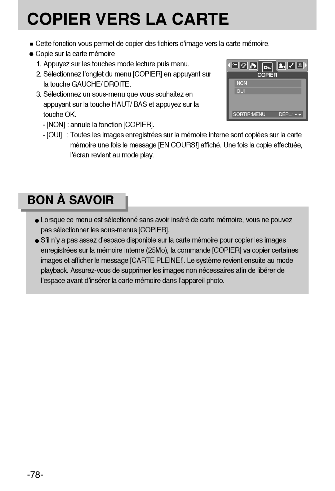 Samsung EC-A55WZSBB/E1, EC-A55WZBBA/E1 manual Copier Vers LA Carte 