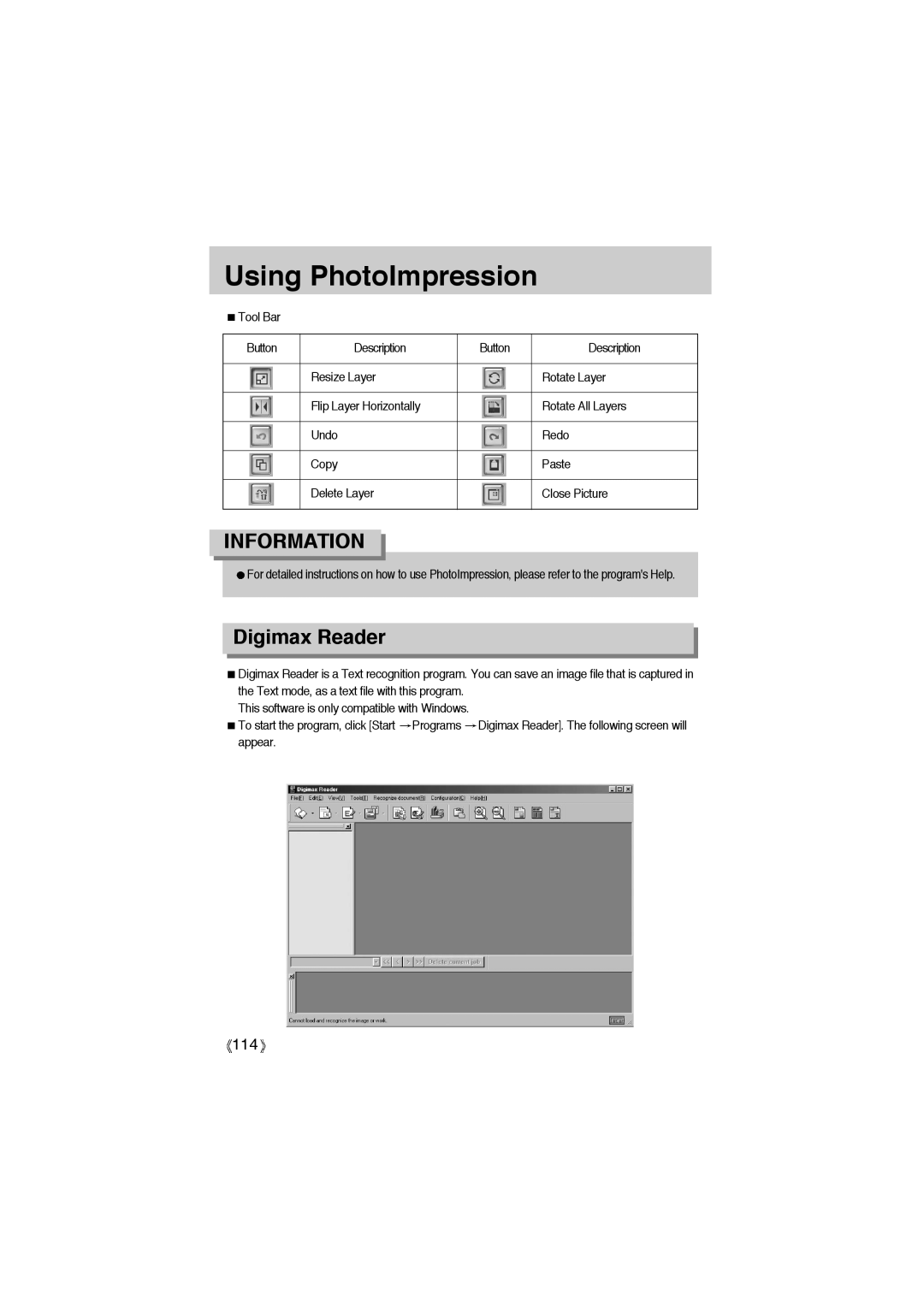 Samsung EC-A6ZZZSAA, EC-A6ZZZSBA/E1, EC-A6ZZZSBB/US, EC-A6ZZZSAB, EC-A6ZZZSAD, EC-A6ZZZSAC, EC-A6ZZZSBC/US manual Digimax Reader 